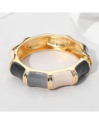 Fashnzfab - Glitter Enamel Inlay Bamboo Shape Hinged Bangle Bracelet - Lyst