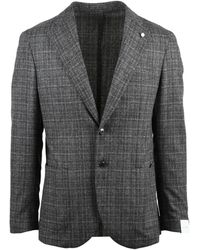 Luigi Bianchi - Rounded And Checkered Wool Cashmere Jacket - Lyst