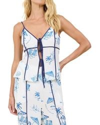 Surf Gypsy - Printed Tie Front Tank - Lyst