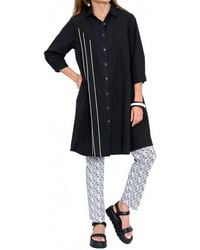 Elior - Cherry Solid Button Front Tunic Dress - Lyst