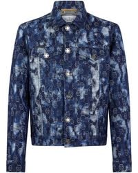 Philipp Plein - Denim Trucker Jacket Jacquard Monogram - Lyst