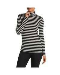 Splendid - Striped Light Sheer Knit Turtleneck Long Sleeve Top - Lyst