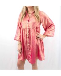 Jodifil - Metallic Button Up Shirt Dress - Lyst