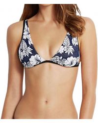 Seafolly - Royal Horizon Fixed Longline Tri Bikini Top - Lyst
