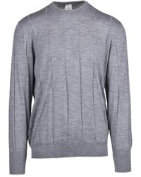 Eleventy - Slim Fit Wool Under Jacket Sweater With Vertical Ribbed Pattern - Lyst