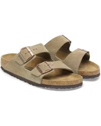 Birkenstock - Arizona 0051461 Sandals Taupe Suede Open Toe Slip On Slide - Lyst