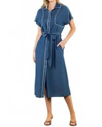Thml - Short Sleeve Button Up Midi Dress - Lyst