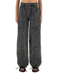 ROTATE BIRGER CHRISTENSEN - Wide-Leg Pants With Lace-Up Detailing - Lyst