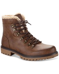 Club Room - Kylerr Combat Boots Faux Fur Round Toe Ankle Zpo3756 - Lyst