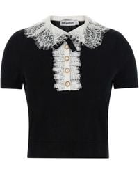 Self-Portrait - Top With Lace Collar - Lyst