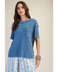 Easel - Short Sleeve Waffle Knit Top - Lyst