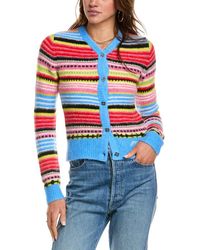 Ganni - Soft Stripe Wool-Blend Cardigan - Lyst
