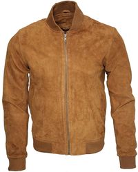 Infinity Leather - Retro Goat Suede Varsity Leather Bomber Jacket-Athens - Lyst