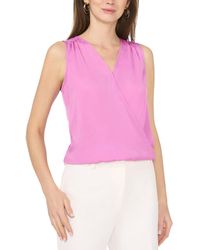 Vince Camuto - Wrap Front Sleeveless Blouse - Lyst