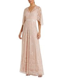 Mac Duggal - V-Neck Flounce Sleeve Embellished Mesh Gown - Lyst