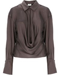 ANDAMANE - Draped Silk Blouse - Lyst