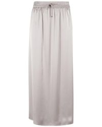 Herno - Satin Finish Skirt With Drawstring Waist And Side Slits - Lyst