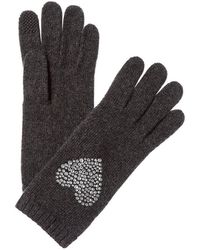 Portolano - Crystal Stones Heart Cashmere Tech Gloves - Lyst