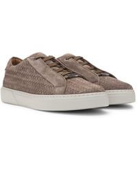 BOSS - Selected By Shohei Ohtani Gary Woven-Suede Trainers With Hidden Laces - Lyst