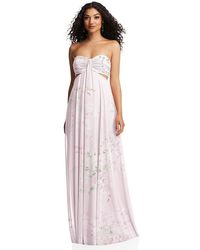 Dessy Collection - Strapless Empire Waist Cutout Maxi Dress With Covered Button Detail - Lyst