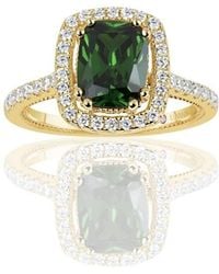 Suzy Levian - Golden Sterling Elongated Cushion Cut Cubic Zirconia Solitaire Engagement Ring - Lyst