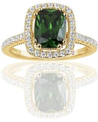 Suzy Levian - Golden Sterling Elongated Cushion Cut Cubic Zirconia Solitaire Engagement Ring - Lyst