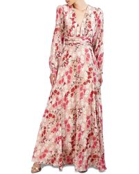 BCBGMAXAZRIA - Chiffon Floral Evening Dress - Lyst