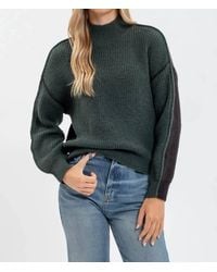 Blu Pepper - Color Block Mock Neck Exposed Seam Knit Sweater - Lyst