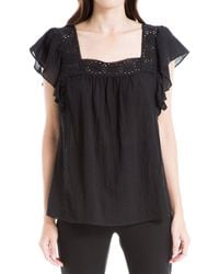 Max Studio - Flutter Sleeve Square Neck Top - Lyst