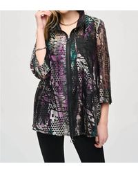 Joseph Ribkoff - Abstract Print Zip Front Organza Jacket - Lyst