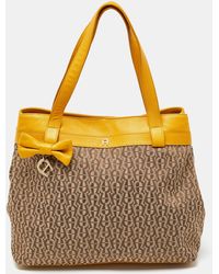 Aigner - /mustard Signature Canvas And Leather Tote - Lyst