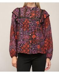 Fate - Lace Trim Insert High Neck Blouse - Lyst
