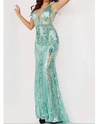 Jovani - Fitted Sequin Mesh Gown - Lyst