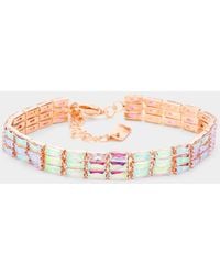 Fashnzfab - 3Rows Rectangle Stone Cluster Evening Bracelet Ab, Rose - Lyst