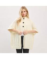 TRUEDAMES - Button Front Knit Poncho - Lyst