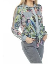 A.Z.I. - Denim Floral Blouse - Lyst