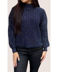 Molly Bracken - Stand Collar Sweater With Puff Sleeves - Lyst