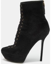 Sergio Rossi - Suede Lace Up Platform Ankle Boots - Lyst