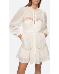 Sea - Ny Haven Cotton Dobby Long Sleeve Pintucked Mini Dress Cream - Lyst