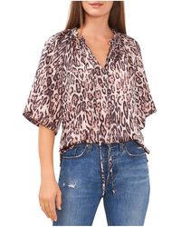 Vince Camuto - Tie Neck Animal Print Blouse - Lyst