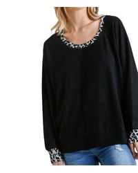 Umgee - Leopard Print Trimmed Top - Lyst