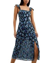 French Connection - Bette Floral Print Flutter Sleeve Midi Dress - Lyst
