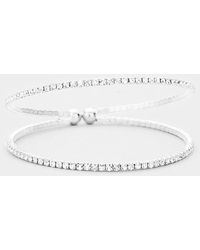 Fashnzfab - 2Row Split Layer Rhinestone Pave Cuff Evening Bracelet Clear - Lyst