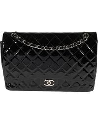 Chanel - Quilted Patent Leather Maxi Classic Double Flap Bag - Lyst