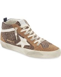 Golden Goose - Leopard Mid Star Classic Hi Top Leather Suede Sneakers Shoes - Lyst