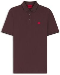 HUGO - Cotton-Piqué Slim-Fit Polo Shirt With Logo Label - Lyst