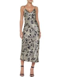 L'Agence - Seridie Silk Midi Slip Dress - Lyst