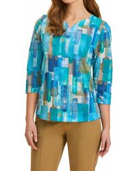 Fdj - 3/4 Sleeve Notch Neck Top - Lyst