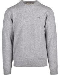 GANT - Textured Knit Wool Crewneck Pullover - Lyst