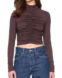 Susana Monaco - Mock Neck Gathered Long Sleeve Top - Lyst
